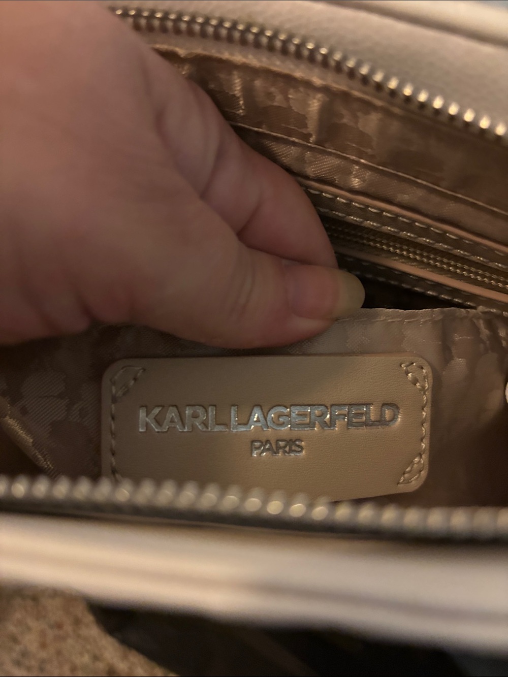 Karl Lagerfeld Cream Embossed Logo Tote - Picture 9 of 11